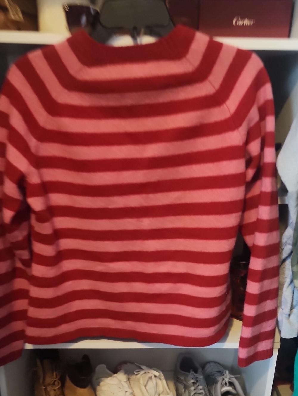 GAP Red and Pink Striped Crewneck Sweater - Picture 2 of 2